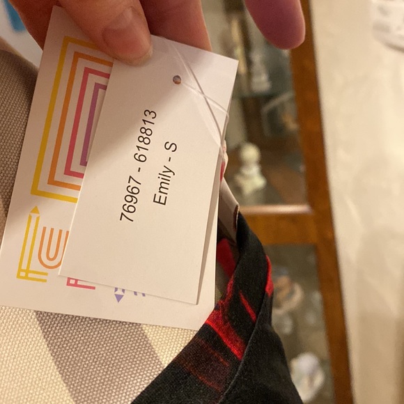 NWT Small Lularoe Emily Swing dress-black background with gorgeous red floral - Picture 2 of 3